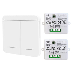 AENTIA Mini Wireless WiFi Switch, 2500W 10A RF Relay Remote Control 3 Recievers with 1 Wireless Wall Switch, Smart Control by Phone Via Tuya APP, Compatible with Alexa/Google Home