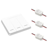 AENTIA Wireless Light Switch 86 Wall Panel RF Safety Switch and 10 Amp Relay Receiver Controller, No Wiring Easy Install, for Lights up to 1500W (2T + 2R)