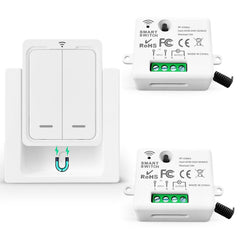 AENTIA Wireless Switch, Mobile radio transmitter Wall transmitter 2 in 1 Wireless switch 1000ft Control Range No Wiring Easy To Install Up to 2200W for Light Lamp Appliances