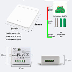 AENTIA Wireless Light Switch, Safety Switch RF Transmitter and Receiver Controller 10A, Simple Installation for Lamps Up to 1500W