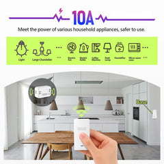 AENTIA Wireless Kinetic Light Switch Wall Panel RF Safety Switch and 10A Relay Receiver Controller, No Wiring No Battery Self-generating Movable
