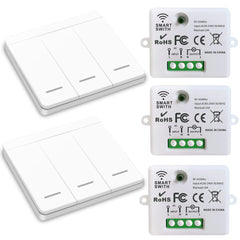 AENTIA Wireless Light Switch, Safety Switch RF Transmitter and Receiver Controller 10A, Simple Installation for Lamps Up to 1500W