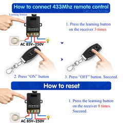 40A AENTIA 433Mhz Wireless Remote Control Switch AC 110V 120V 240V 220V Relay Receiver with 2 Transmitters for Light Water Pump Household Appliances Farm Irrigation and Electrical Equipment