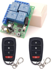 AENTIA Universal Wireless Remote Control Switch AC 110V 120V 240V 220V 10A 4 Channels RF Relay Receiver Board with 2 Transmitters for Motor Garage Door Light Electric Cylindern