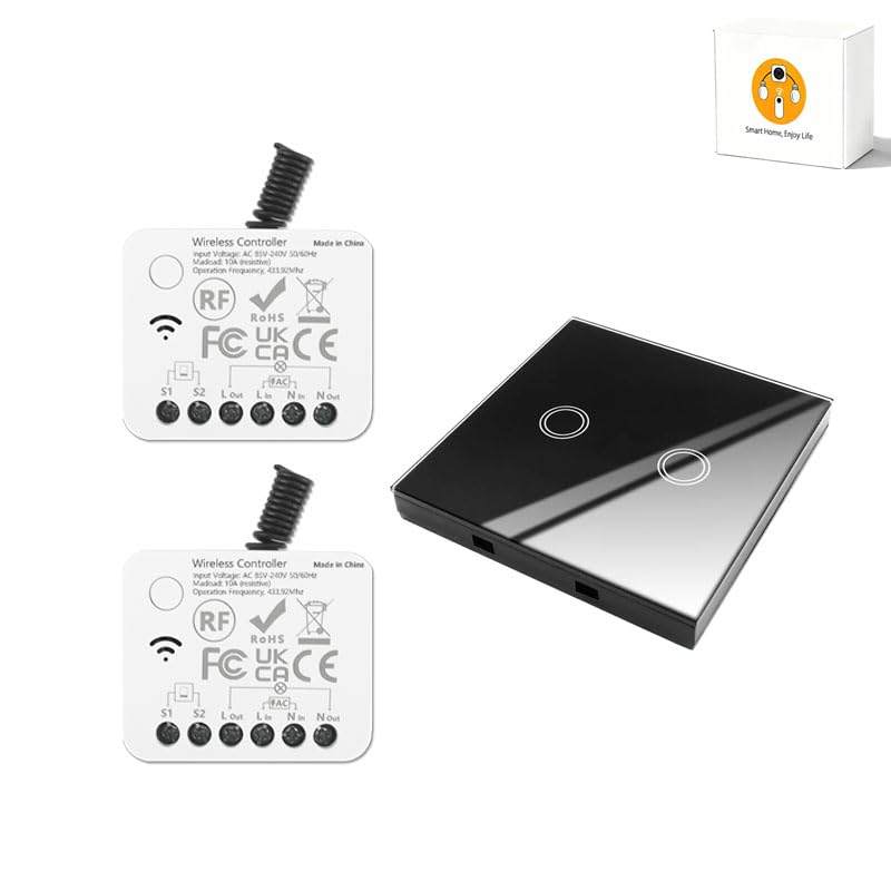AENTIA Wireless Light Switch Remote Control Switch Smart Switch No Wiring Required Stable Signal 30m Range Easy Install for Home Bathroom Farm (1T + 3R)