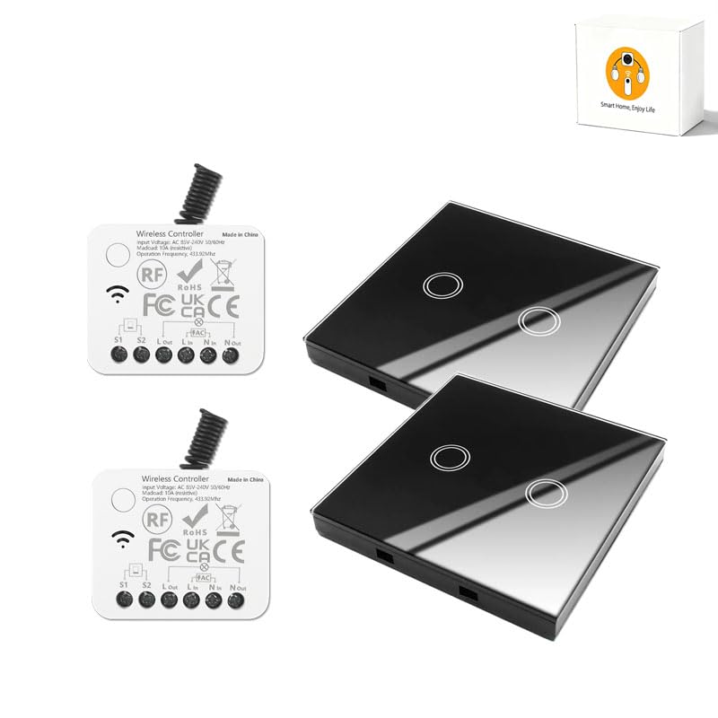 AENTIA Wireless Light Switch Remote Control Switch Smart Switch No Wiring Required Stable Signal 30m Range Easy Install for Home Bathroom Farm (1T + 3R)