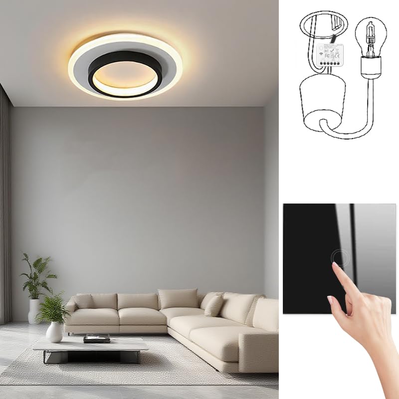 AENTIA Wireless Light Switch Remote Control Switch Smart Switch No Wiring Required Stable Signal 30m Range Easy Install for Home Bathroom Farm (1T + 3R)