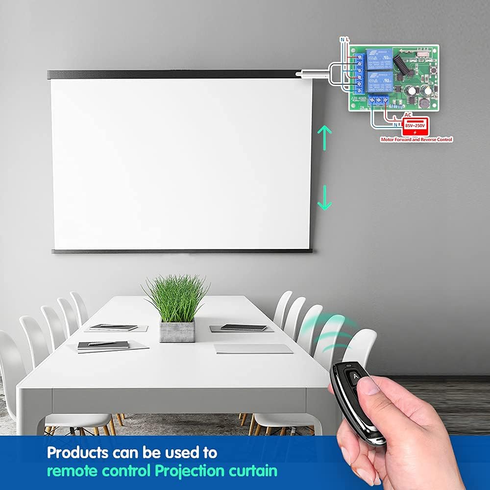 AENTIA AC 110V 120V 220V 240V Wireless Remote Control Switch 433Mhz RF 10A 2CH Relay Receiver with 2 Transmitters for Garage Door Electric Curtain Motor Light DIY Radio Control Switch