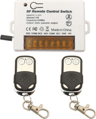 AENTIA 2 Channels Wireless Relay Remote Control Switch 433Mhz RF DC 5V 12V 24V 30V 10A Relay Receiver with 2 Transmitters Keyfob, Big Terminal Easy Wiring