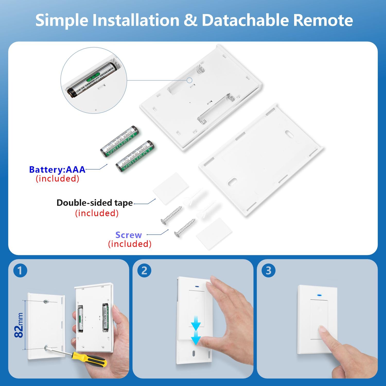 AENTIA AC 110V 120V 220V 240V Wireless Remote Control Light Switch 1500W 1 Channel 433Mhz RF Relay Receiver with 2 Transmitters Keyfob for Lamp Bulb, Easy to Install
