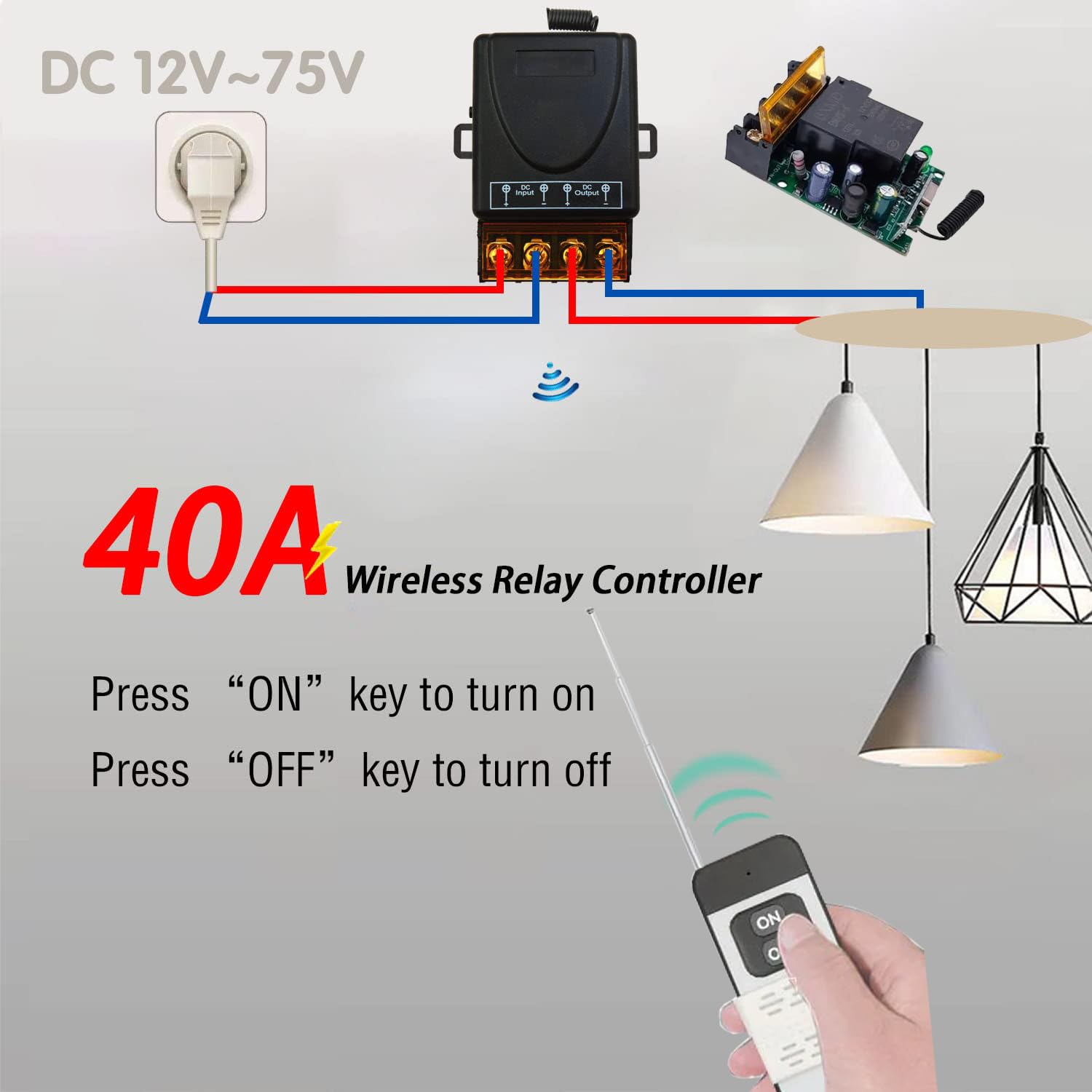 AENTIA Wireless Light Switch Remote Control Switch Smart Light Switch No Wiring Needed Stable Signal Up to 30m Range for Home Renovation Office Factory RF433 10A(4T + 2R)