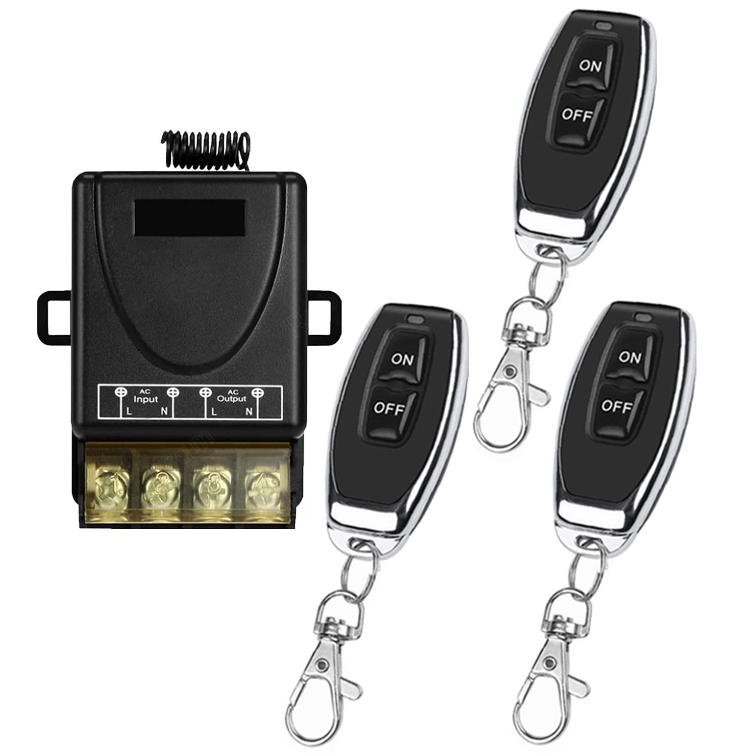 40A AENTIA 433Mhz Wireless Remote Control Switch AC 110V 120V 240V 220V Relay Receiver with 2 Transmitters for Light Water Pump Household Appliances Farm Irrigation and Electrical Equipment