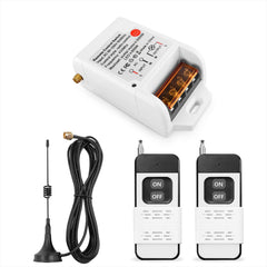 AENTIA Remote Control Switch Pump Motor Wireless Receiver Relay AC 230 V 220 V 3000 W and 2 Transmitters Control Range up to 100 - 300 m for Water Pump Lights Motor