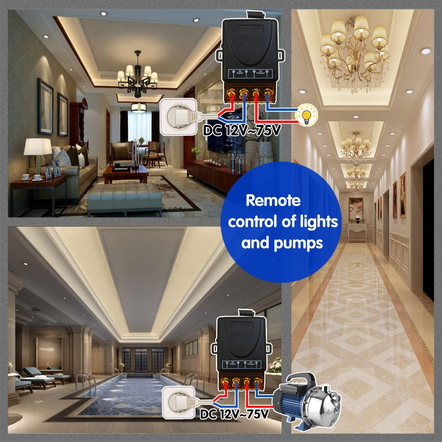 AENTIA Wireless Light Switch Remote Control Switch Smart Light Switch No Wiring Needed Stable Signal Up to 30m Range for Home Renovation Office Factory RF433 10A(4T + 2R)