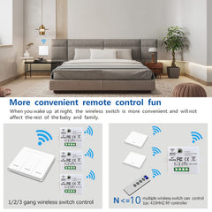 AENTIA Wireless Light Switch, Safety Switch RF Transmitter and Receiver Controller 10A, Simple Installation for Lamps Up to 1500W