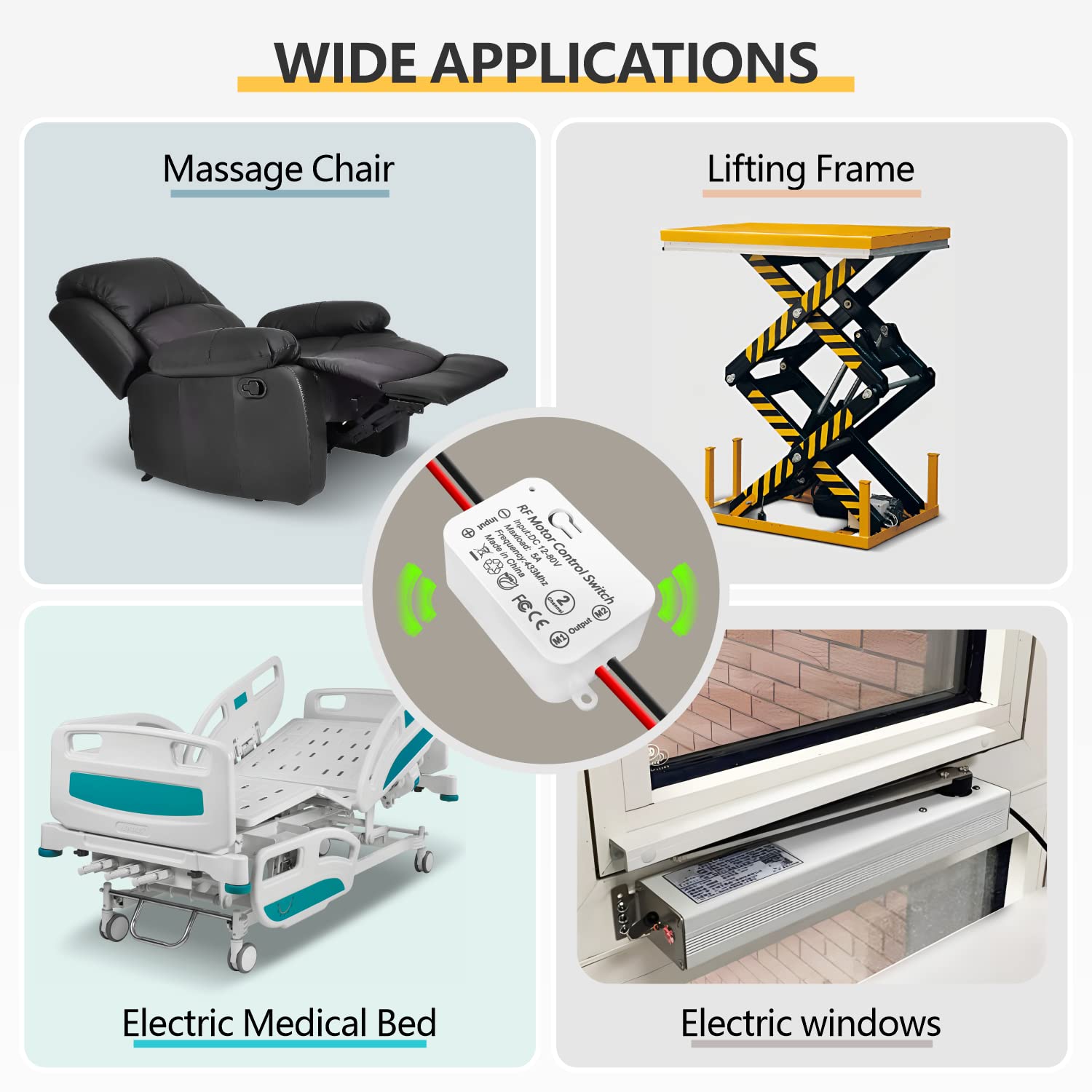 AENTIA Wireless DC Motor Remote Control Switch Controller Receiver Relay DC 12 V - 80 V 5A with 2 Transmitters, Radio Control Motor Forward and Backward