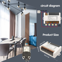 AENTIA 4 Channels Wireless Relay Remote Control Switch 433Mhz RF AC 110V 120V 220V 240V 10A Relay Receiver with 2 Transmitters Keyfob, Big Terminal Easy Wiring