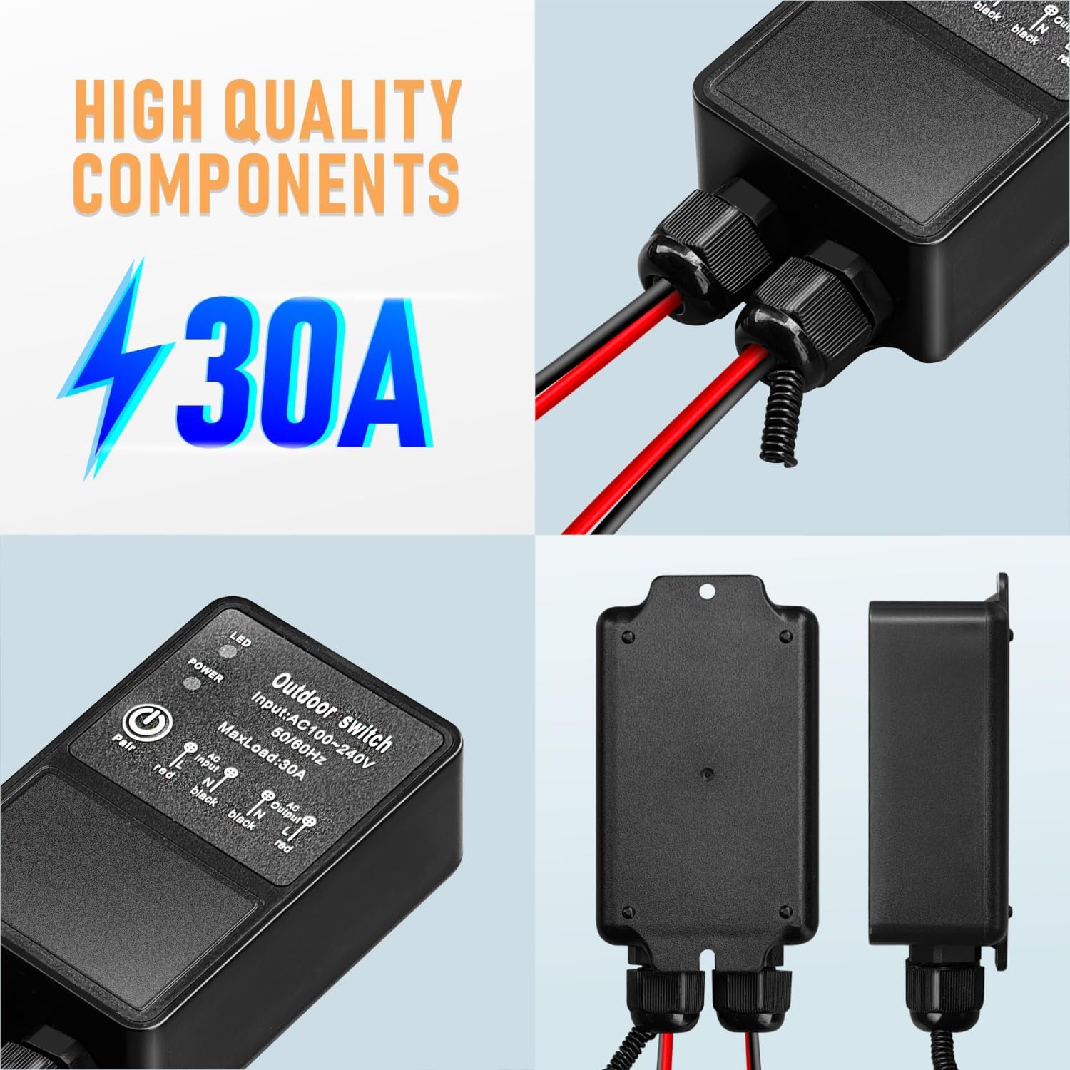 AENTIA Waterproof Switch with Remote Control DC 8V-80V 30A Relay for Remote Lights Wet Position Outdoor Yard Light Area Water Pump Farm Irrigation Garden Garage Warehouse