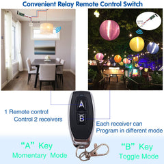AENTIA 2 Receiver Modules with 2 Transmitters Wireless Remote Control Switch DC 3.6V 5V 12V 24V 30V 2A 1 Channel 433Mhz Radio Control Remote Switch Small Mini Size Controller