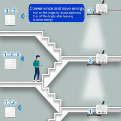 AENTIA Wireless light switch, RF433 Staircase safety switch and receiver controller 10A, easy installation for lamp up to 1500W, Up to 100 Meters Control for Lights